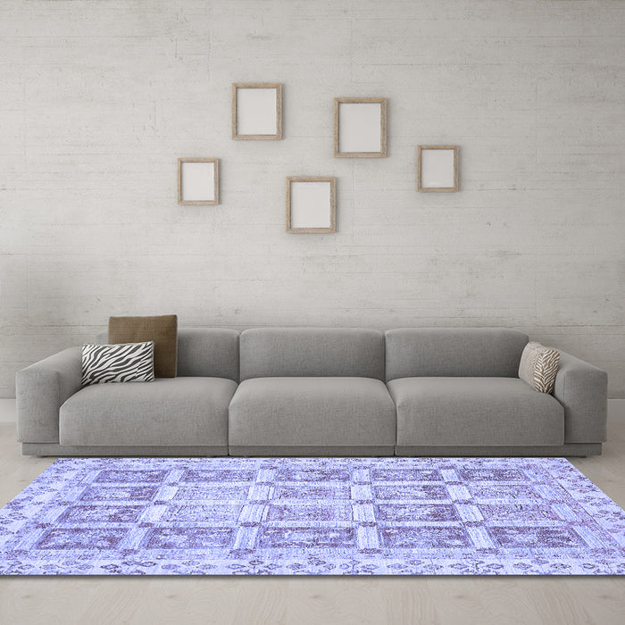Machine Washable Abstract Blue Modern Rug in a Living Room, wshabs364blu