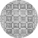 Round Machine Washable Abstract Gray Modern Rug, wshabs364gry