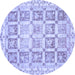 Round Abstract Blue Modern Rug, abs364blu