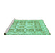 Sideview of Machine Washable Abstract Turquoise Modern Area Rugs, wshabs364turq