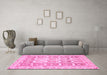 Machine Washable Abstract Pink Modern Rug in a Living Room, wshabs364pnk