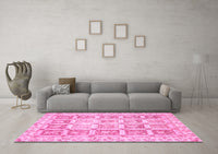 Machine Washable Abstract Pink Modern Rug, wshabs364pnk