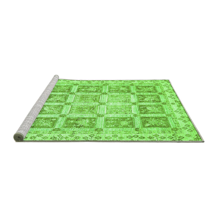 Sideview of Machine Washable Abstract Green Modern Area Rugs, wshabs364grn