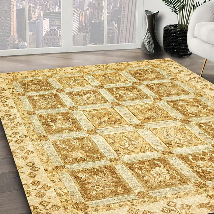 Abstract Yellow Modern Rug in Family Room, abs364