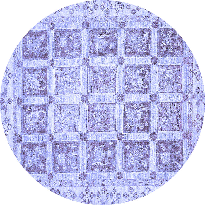 Round Machine Washable Abstract Blue Modern Rug, wshabs364blu
