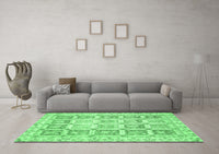 Machine Washable Abstract Emerald Green Modern Rug, wshabs364emgrn