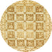 Round Abstract Yellow Modern Rug, abs364