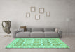 Machine Washable Abstract Turquoise Modern Area Rugs in a Living Room,, wshabs364turq