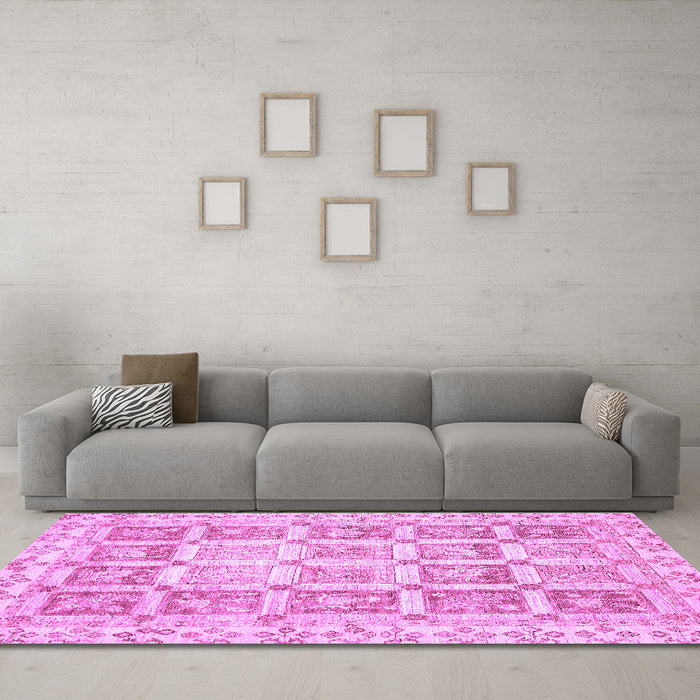 Machine Washable Abstract Purple Modern Area Rugs in a Living Room, wshabs364pur