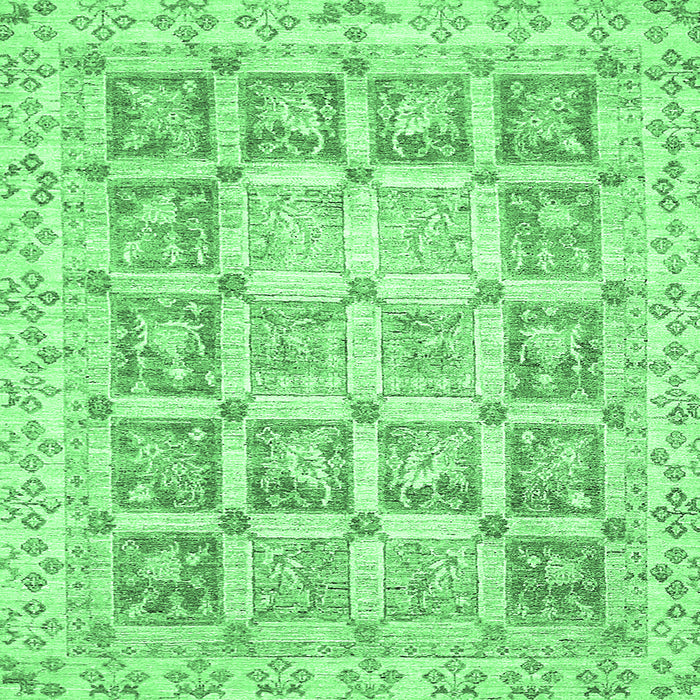 Square Abstract Emerald Green Modern Rug, abs364emgrn