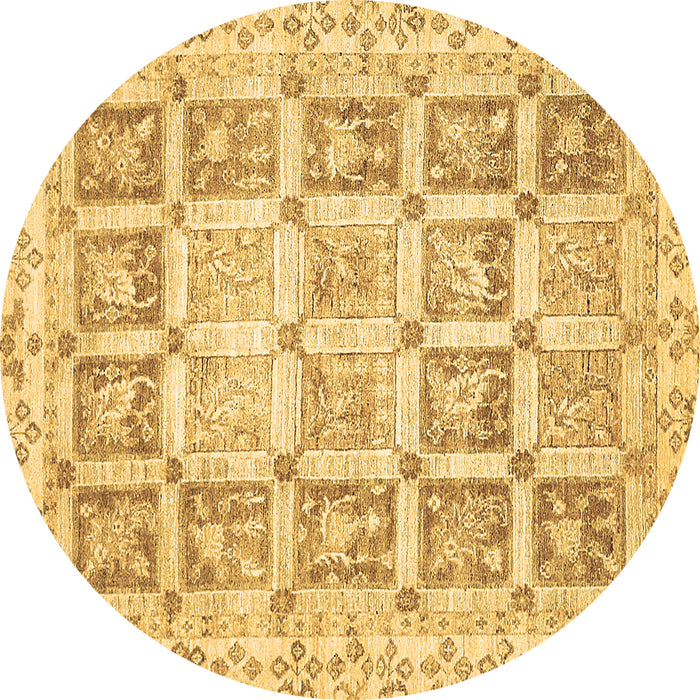 Round Abstract Brown Modern Rug, abs364brn