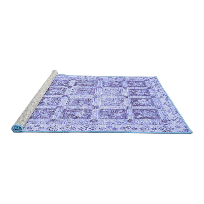 Sideview of Machine Washable Abstract Blue Modern Rug, wshabs364blu