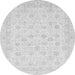 Round Machine Washable Oriental Gray Traditional Rug, wshabs3650gry