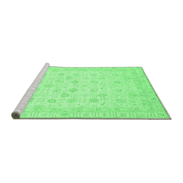 Sideview of Machine Washable Oriental Emerald Green Traditional Area Rugs, wshabs3650emgrn
