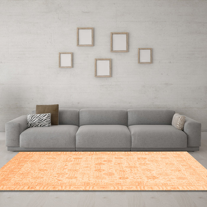 Machine Washable Oriental Orange Traditional Area Rugs in a Living Room, wshabs3650org
