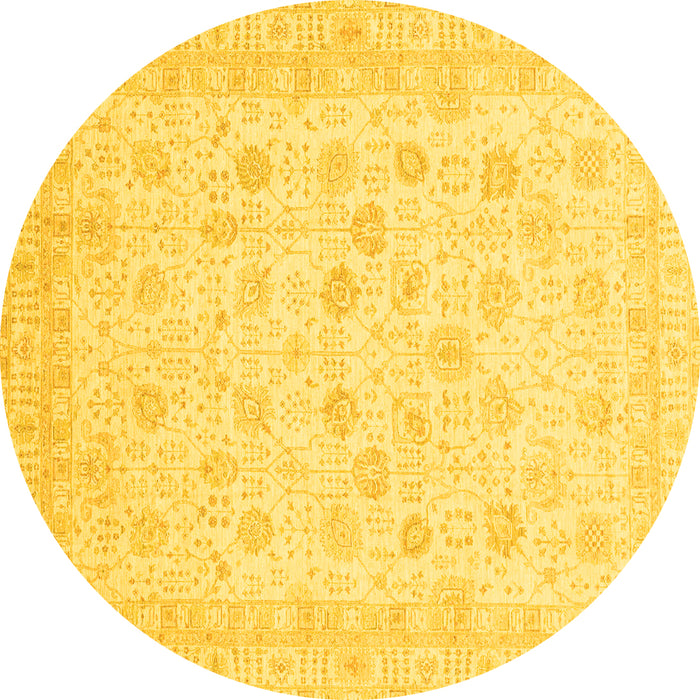 Round Oriental Yellow Traditional Rug, abs3650yw