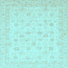 Square Machine Washable Oriental Light Blue Traditional Rug, wshabs3650lblu