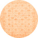 Round Machine Washable Oriental Orange Traditional Area Rugs, wshabs3650org