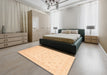 Machine Washable Abstract Brown Gold Rug in a Bedroom, wshabs3650