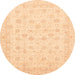 Round Abstract Brown Gold Oriental Rug, abs3650