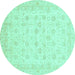 Round Oriental Turquoise Traditional Rug, abs3650turq