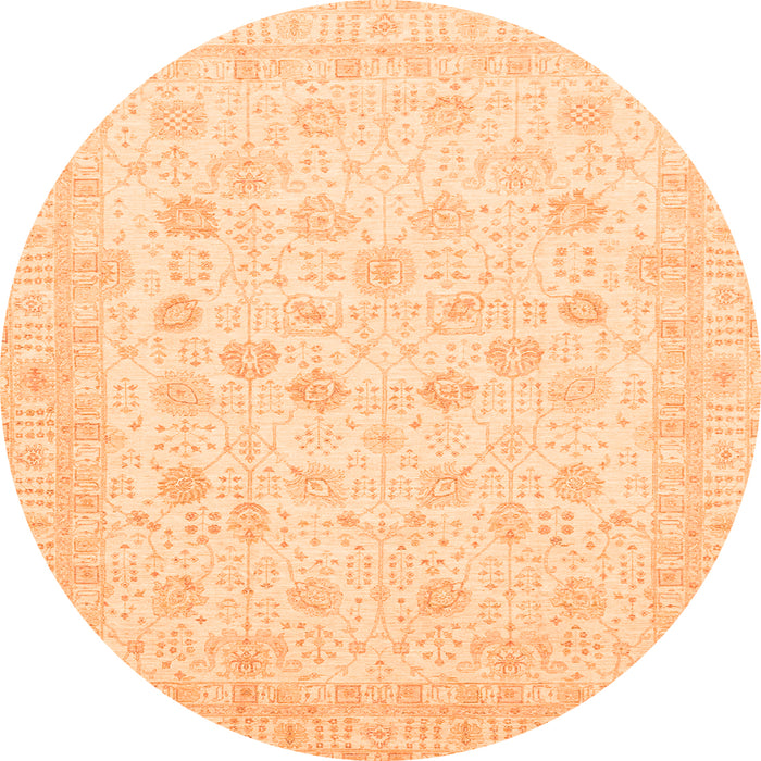 Round Oriental Orange Traditional Rug, abs3650org