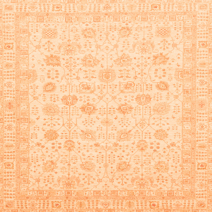 Square Machine Washable Oriental Orange Traditional Area Rugs, wshabs3650org