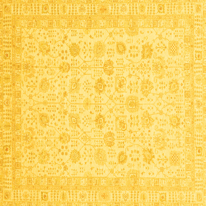 Square Machine Washable Oriental Yellow Traditional Rug, wshabs3650yw