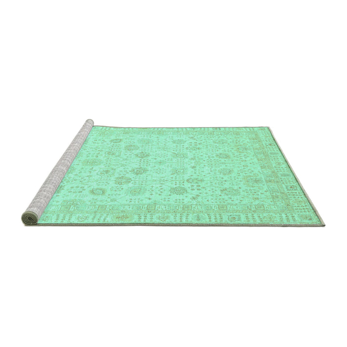Sideview of Machine Washable Oriental Turquoise Traditional Area Rugs, wshabs3650turq