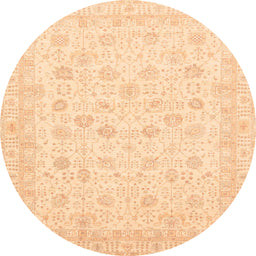 Round Machine Washable Abstract Brown Gold Rug, wshabs3650