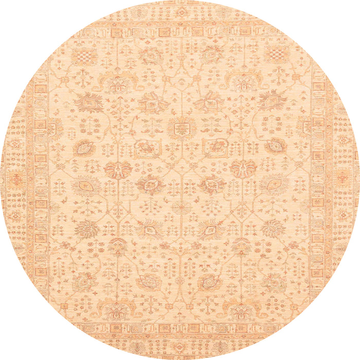 Round Machine Washable Abstract Brown Gold Rug, wshabs3650