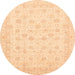 Round Machine Washable Abstract Brown Gold Rug, wshabs3650