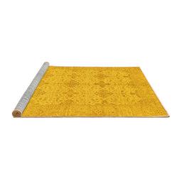 Sideview of Machine Washable Abstract Yellow Modern Rug, wshabs3651yw