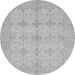 Round Machine Washable Abstract Gray Modern Rug, wshabs3651gry