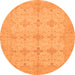 Round Machine Washable Abstract Orange Modern Area Rugs, wshabs3651org