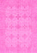 Machine Washable Abstract Pink Modern Rug, wshabs3651pnk