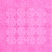 Square Machine Washable Abstract Pink Modern Rug, wshabs3651pnk