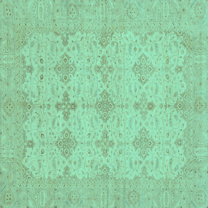 Square Machine Washable Abstract Turquoise Modern Area Rugs, wshabs3651turq