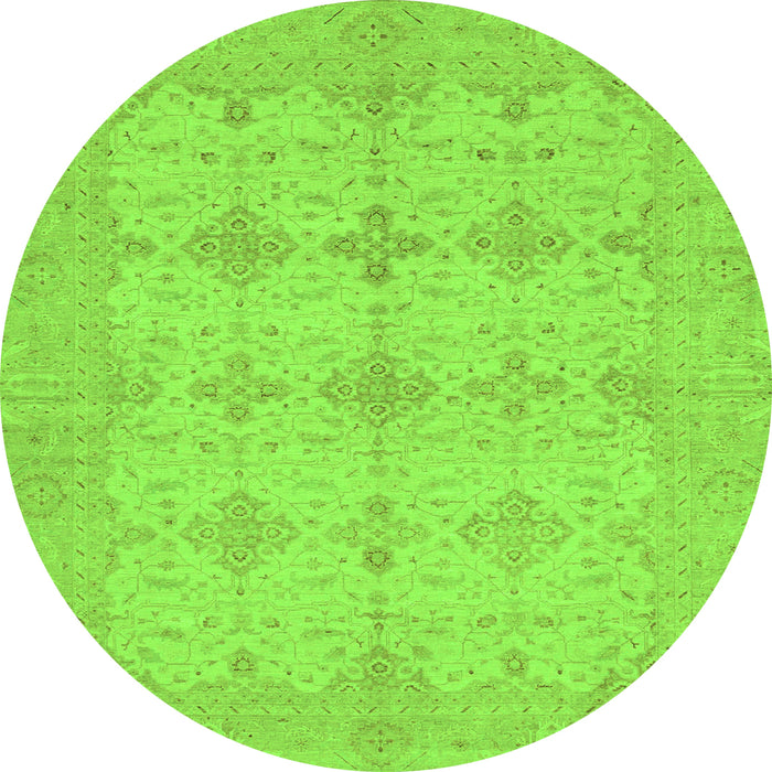 Round Machine Washable Abstract Green Modern Area Rugs, wshabs3651grn