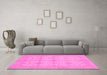 Machine Washable Abstract Pink Modern Rug in a Living Room, wshabs3651pnk