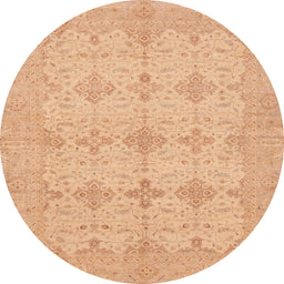 Round Machine Washable Abstract Mango Orange Rug, wshabs3651