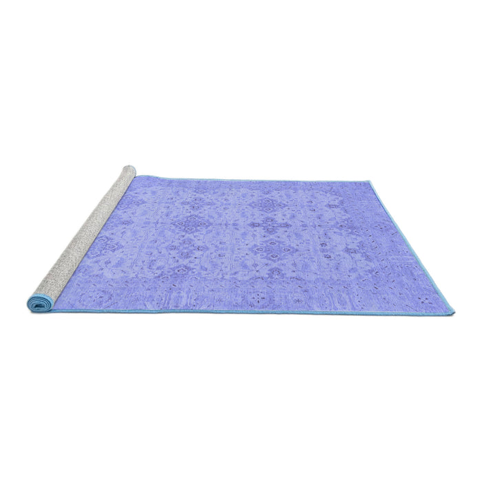 Sideview of Machine Washable Abstract Blue Modern Rug, wshabs3651blu