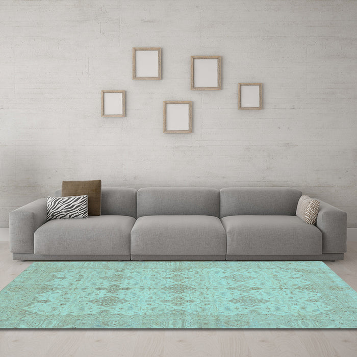 Machine Washable Abstract Light Blue Modern Rug in a Living Room, wshabs3651lblu