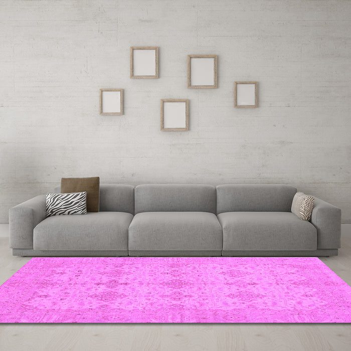 Machine Washable Abstract Purple Modern Area Rugs in a Living Room, wshabs3651pur