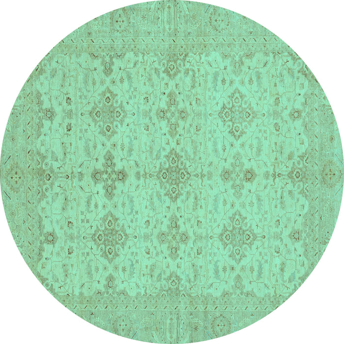Round Abstract Turquoise Modern Rug, abs3651turq