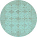 Round Machine Washable Abstract Light Blue Modern Rug, wshabs3651lblu