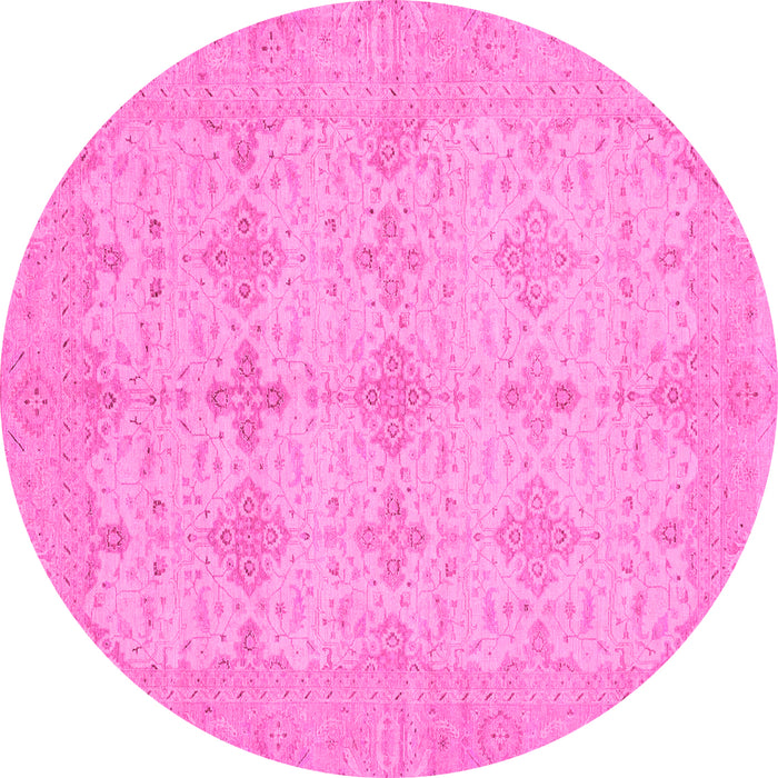 Round Machine Washable Abstract Pink Modern Rug, wshabs3651pnk