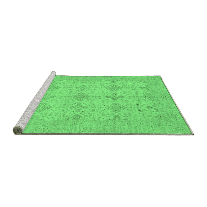 Sideview of Machine Washable Abstract Emerald Green Modern Area Rugs, wshabs3651emgrn