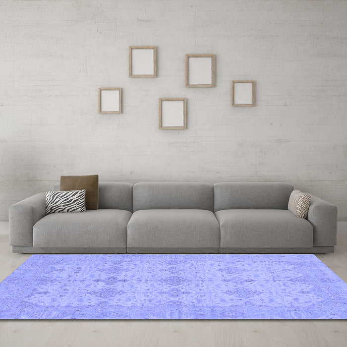 Machine Washable Abstract Blue Modern Rug in a Living Room, wshabs3651blu
