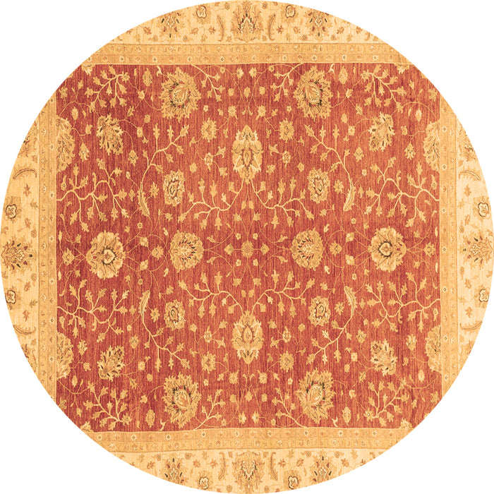 Round Machine Washable Oriental Brown Traditional Rug, wshabs3652brn